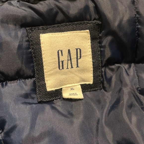Gap Parka Jacket Mens XLarge Olive Blue Colorblock Elbow Patch Puffer Button Zip - Picture 3 of 7